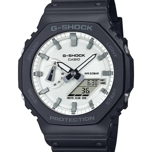 Reloj CASIO G-SHOCK GA-2100WD-1AJF para hombre, color negro y blanco brillante