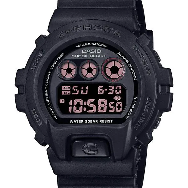 Reloj digital para hombre CASIO G-SHOCK DW-6900UMS-1JF JDM negro mate con trigrama redondo y ojo rojo