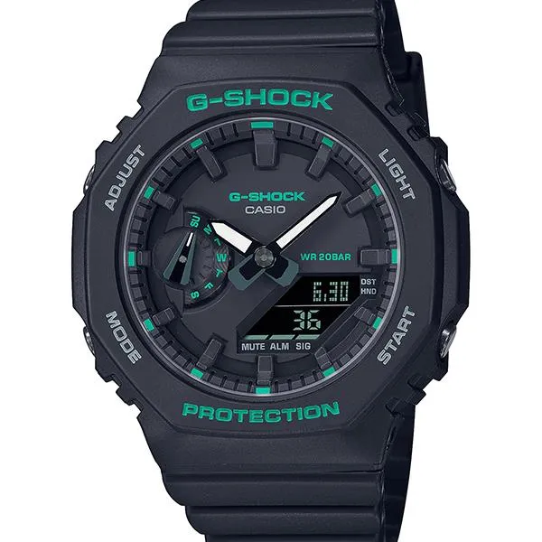 Reloj CASIO G-SHOCK GMA-S2100GA-1AJF para hombre con detalles verdes de tamaño mediano