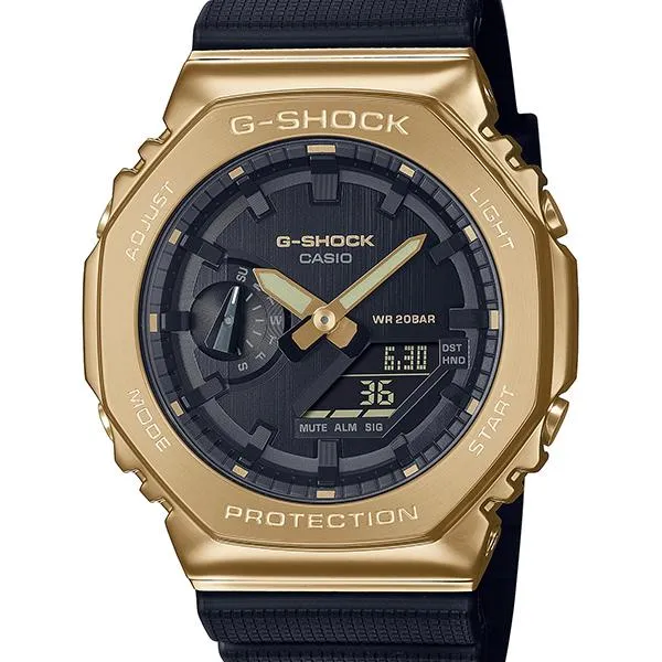 Reloj CASIO G-SHOCK GM-2100G-1A9JF para hombre, con revestimiento de metal negro y dorado