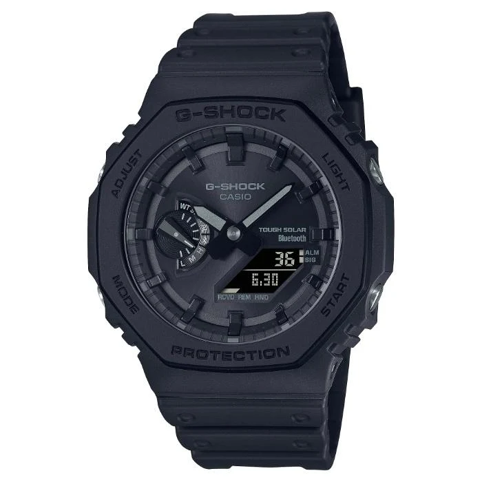 Reloj CASIO G-SHOCK GA-B2100-1A1JF JDM Tough Solar Mobile Link analógico-digital octogonal totalmente negro para hombre