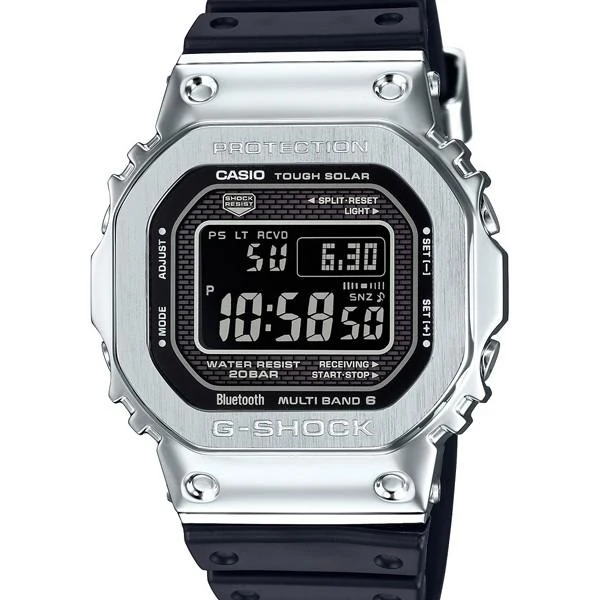 Reloj CASIO G-SHOCK GMW-B5000-1JF JDM Híbrido de metal plateado con uretano, Bluetooth y energía solar para hombre