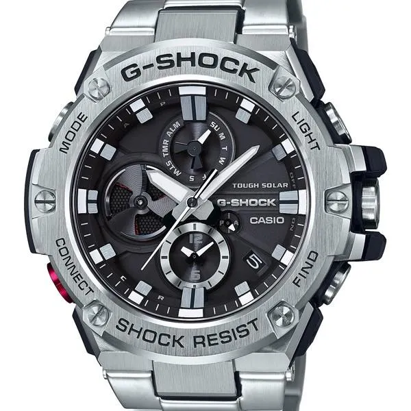 Reloj analógico-digital para hombre CASIO G-STEEL GST-B100D-1AJF JDM con radio solar y diamantes negros