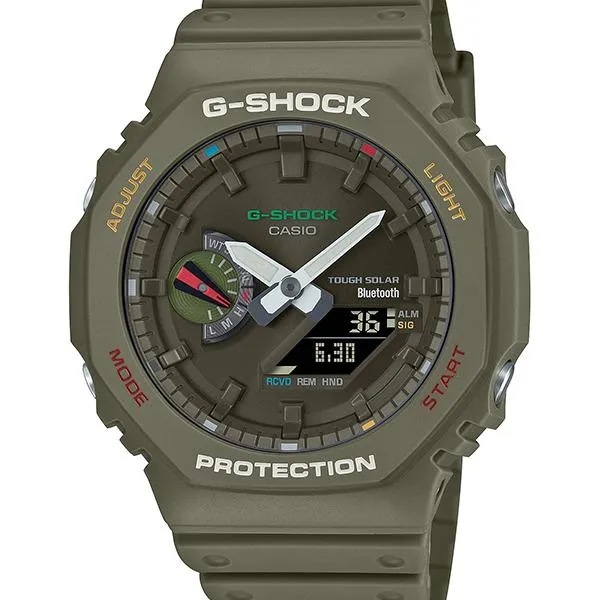 Reloj CASIO G-SHOCK GA-B2100FC-3AJF JDM Tough Solar Mobile Link analógico-digital multicolor con detalles en verde para hombre