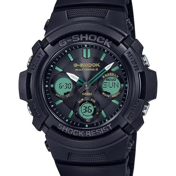 Reloj solar radiocontrolado CASIO G-SHOCK AWG-M100RC-1AJF en color verde azulado y marrón para hombre