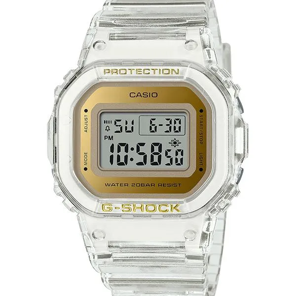 Reloj CASIO G-SHOCK GMD-S5600SG-7JF para hombre, pequeño, transparente, esquelético, dorado, modelo delgado
