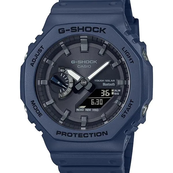 Reloj CASIO G-SHOCK GA-B2100-2AJF JDM Tough Solar Mobile Link analógico-digital octogonal azul marino y negro para hombre