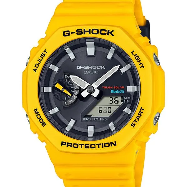 Reloj CASIO G-SHOCK GA-B2100C-9AJF JDM Tough Solar Mobile Link analógico-digital octogonal amarillo y negro para hombre