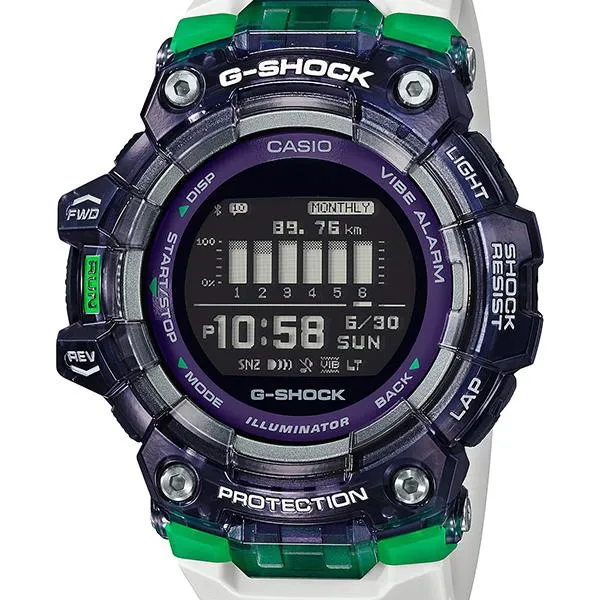 Reloj CASIO G-SHOCK GBD-100SM-1A7JF G-SQUAD para hombre en blanco, verde y negro