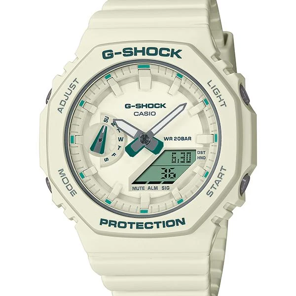 Reloj CASIO G-SHOCK GMA-S2100GA-7AJF para hombre, de tamaño mediano, con detalles verdes y blancos