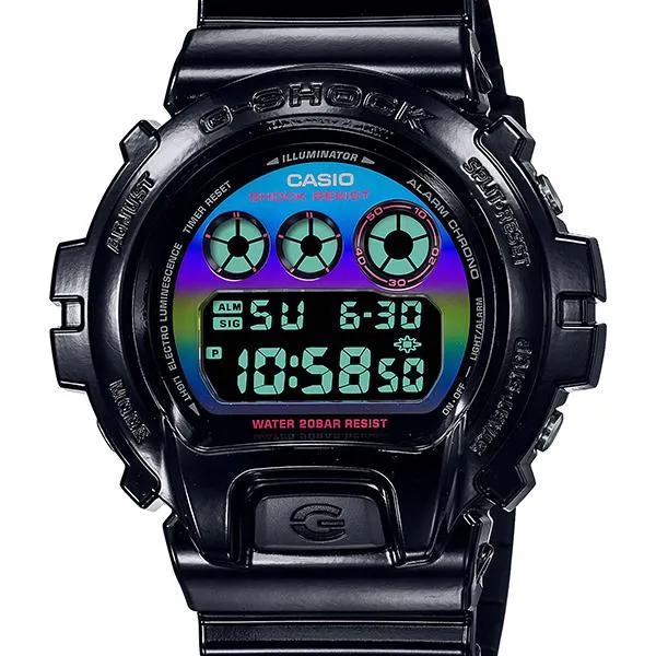 Reloj Casio G-SHOCK DW-6900RGB-1JF con arcoíris virtual en negro brillante para hombre
