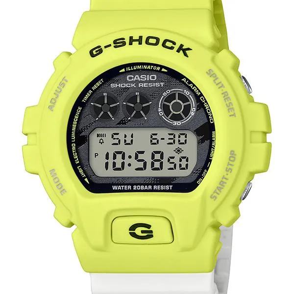 Reloj Casio G-SHOCK Lightning Bolt amarillo y blanco para hombre DW-6900TGA-9JF