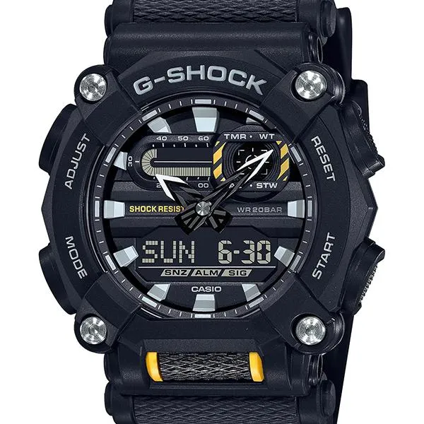 Reloj CASIO G-SHOCK GA-900-1AJF con bisel de 10 puntos y diseño industrial para hombre, color negro