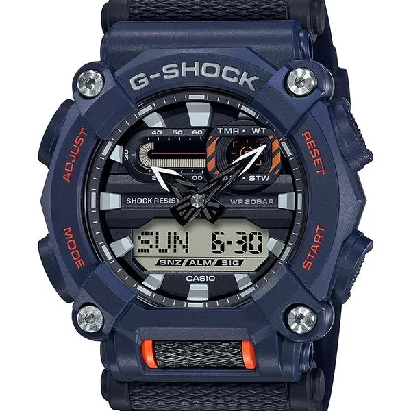 Reloj CASIO G-SHOCK GA-900-2AJF con bisel de 10 puntos y diseño industrial para hombre, color azul marino