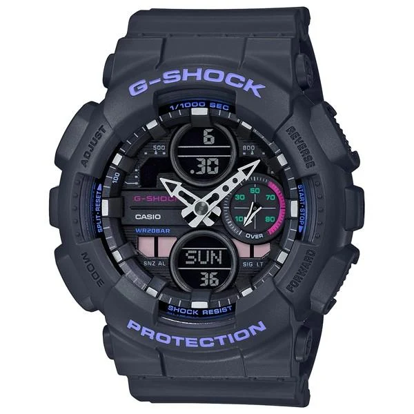 Reloj G-SHOCK mediano negro y morado para hombre GMA-S140-8AJR