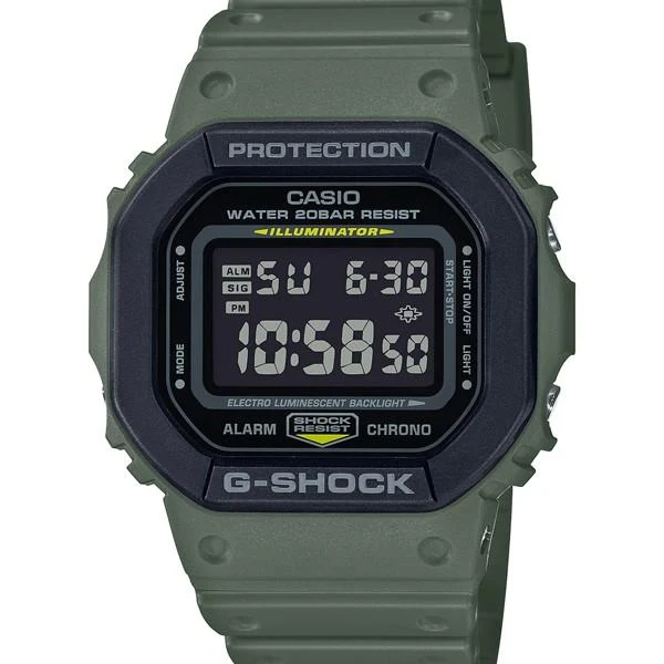 Reloj digital para hombre CASIO G-SHOCK DW-5610SU-3JF JDM cuadrado negro/verde caqui.