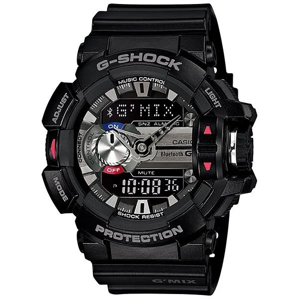 Reloj CASIO G-SHOCK GBA-400-1AJF JDM G'MIX para hombre, analógico-digital, con control de música Bluetooth, interruptor giratorio y Bluetooth, color negro.