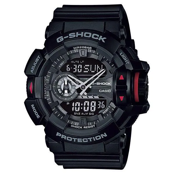 Reloj CASIO G-SHOCK GA-400-1BJF JDM analógico-digital de gran tamaño, redondo, negro, con interruptor giratorio para hombre.