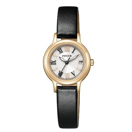 Citizen Wicca KH4-921-92 - Correa de cuero con calendario y tecnología solar para mujer