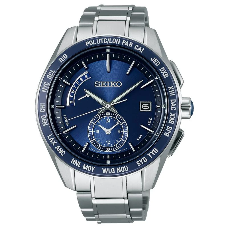 SAGA177 - Reloj para hombre - Seiko Brightz - Reloj solar radiocontrolado - Titanio - Hora mundial -