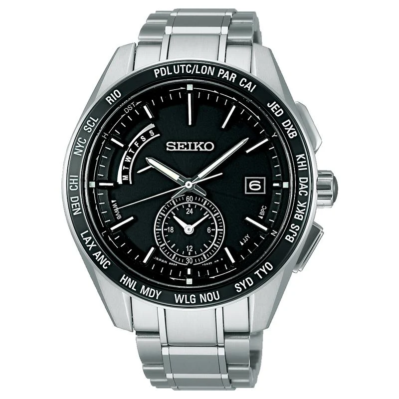 SAGA167-Reloj-Para Hombre-Seiko Brightz-Reloj Solar Radiocontrolado-Hora Mundial-