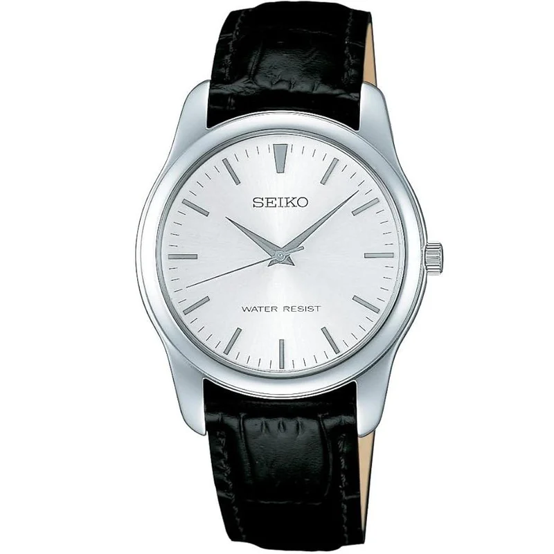 Reloj de vestir SEIKO Spirit SCXP031 JDM de cuarzo, acero inoxidable, esfera blanca, correa de piel de vacuno, para hombre.