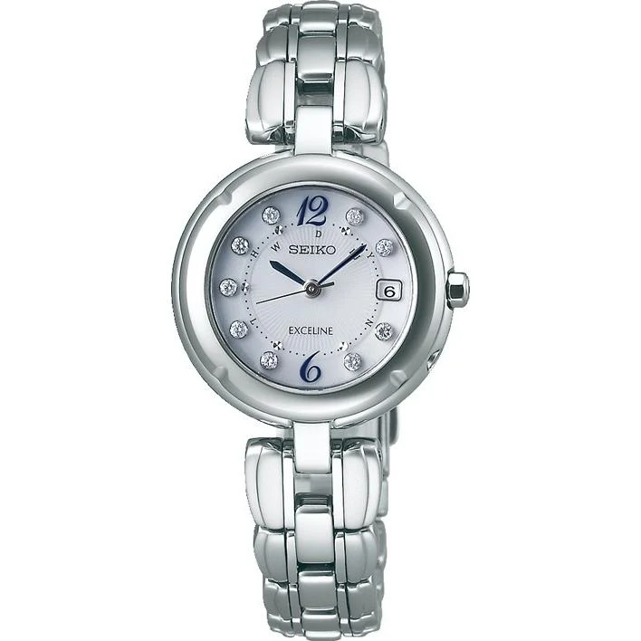 Relojes - SEIKO - Exceline - SWCW121 - Mujer - Reloj con radio solar - Titanio - Diamante incluido -