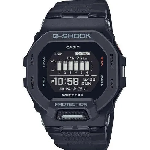Reloj digital para hombre CASIO G-SHOCK G-SQUAD GBD-200-1JF JDM para entrenamiento físico, Bluetooth, conexión móvil, color negro.