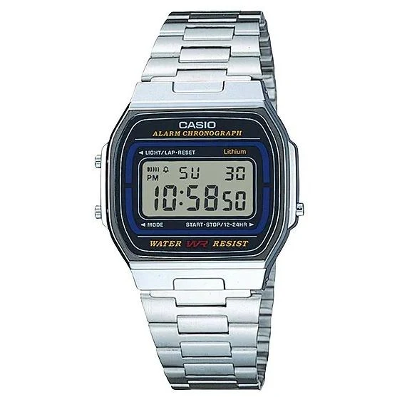 Reloj CASIO Collection Standard A164WA-1QJH JDM Digital Quartz con correa metálica de acero inoxidable para hombre/unisex