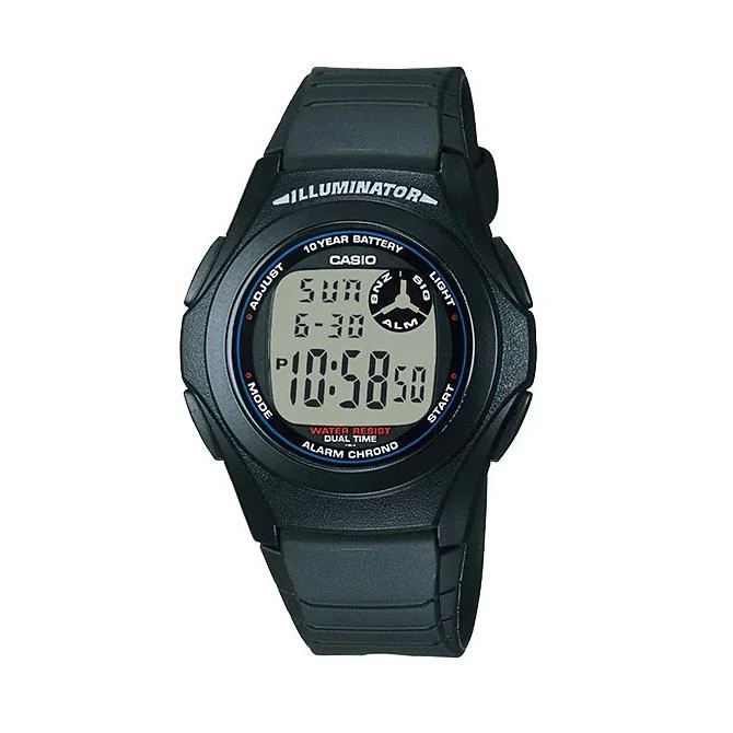 Reloj de hombre CASIO Collection Standard F-200W-1AJH JDM Digital Quartz Dual Time de resina negra