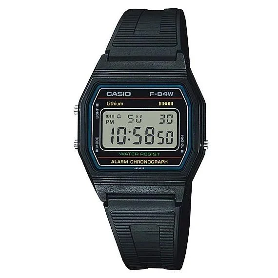 CASIO F-84W-1QJH Reloj estándar para hombre, resistente al agua, para uso diario, ligero y delgado, modelo digital LCD.