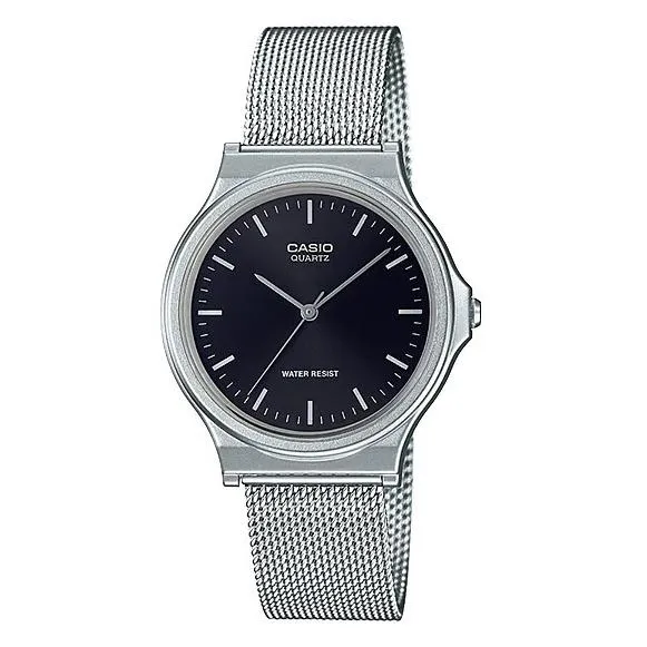 Reloj unisex CASIO Collection Standard MQ-24M-1EJH JDM de cuarzo analógico con correa de malla milanesa de acero inoxidable.