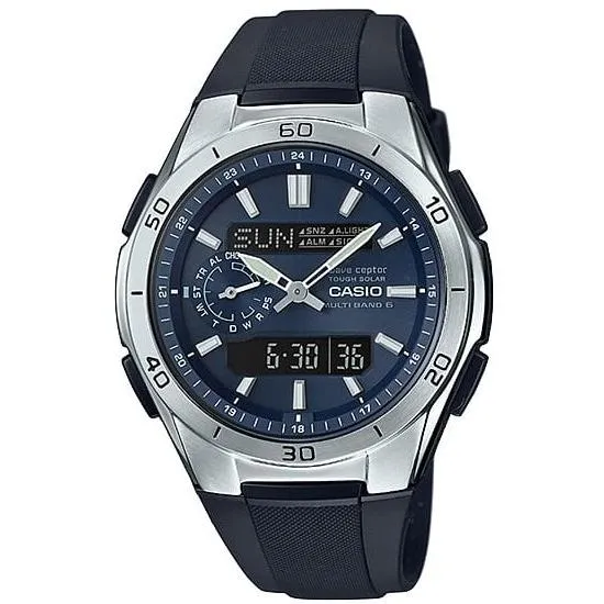 Reloj CASIO Wave Ceptor WVA-M650-2AJF JDM Tough Solar Multiband 6 analógico-digital para hombre, color azul marino