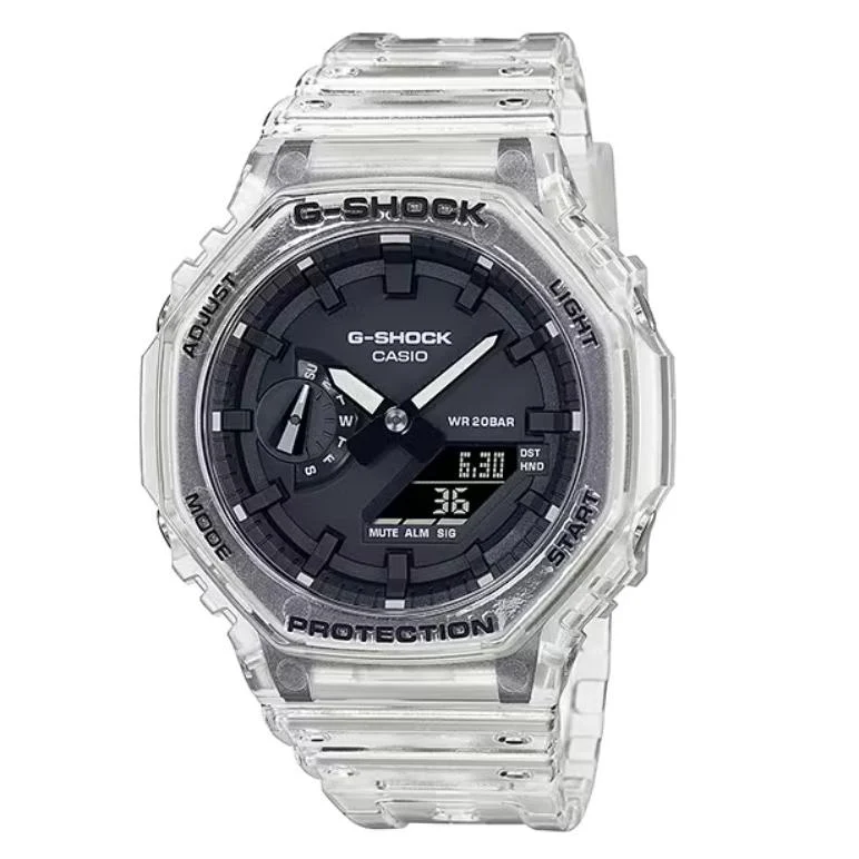 Reloj analógico-digital transparente para hombre CASIO G-SHOCK GA-2100SKE-7AJF JDM Skeleton Series Carbon Core Guard