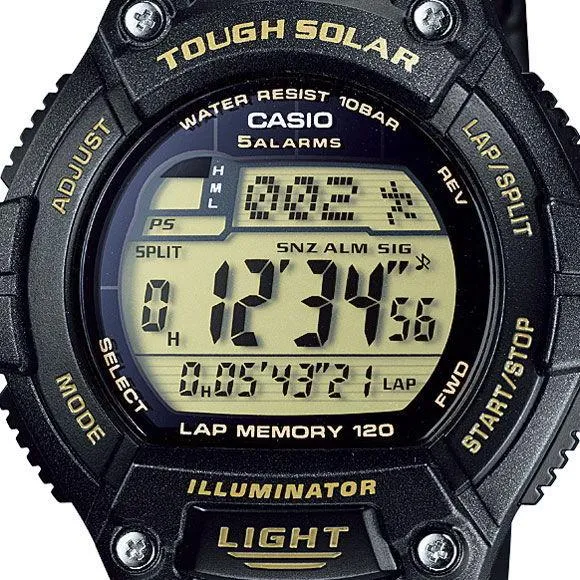 Reloj digital para hombre CASIO Collection W-S220-9AJH JDM Tough Solar con memoria para 120 vueltas y función de hora mundial.