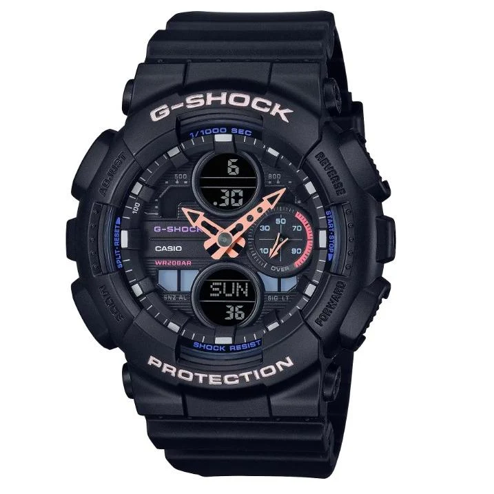 Reloj CASIO G-SHOCK GMA-S140-1AJR JDM de tamaño mediano, analógico-digital, de cuarzo, para mujer, resistente al agua hasta 20 ATM, con función de hora mundial.
