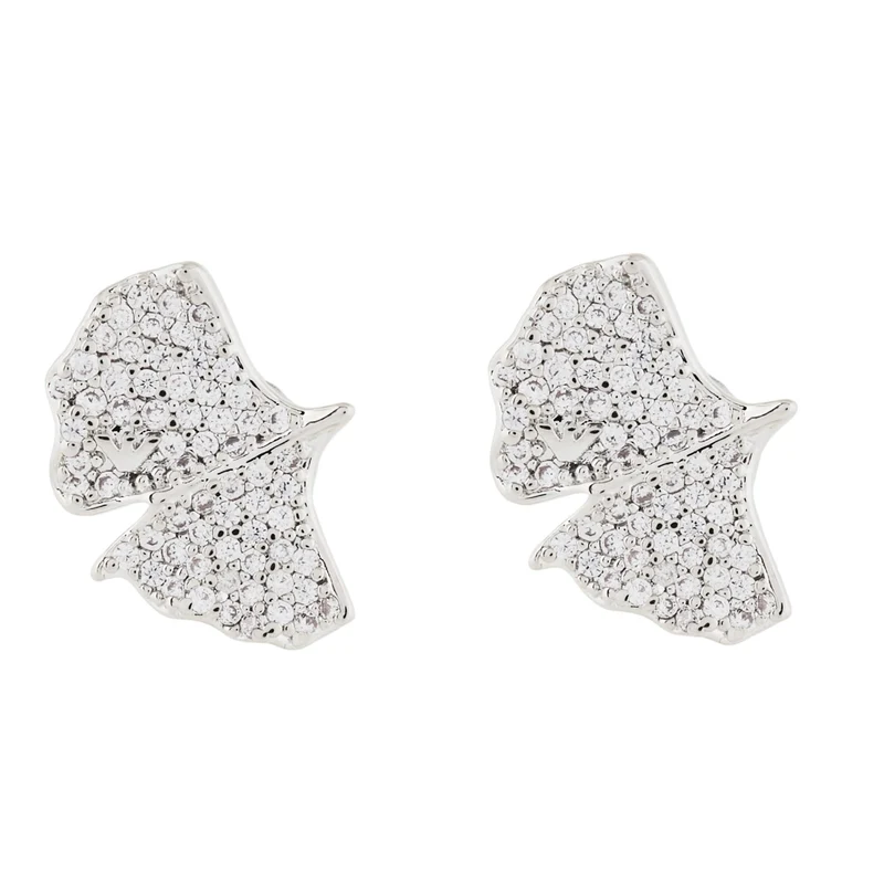 Emporio Armani Sentimental Silver Pavé Brass Ladies Stud Earrings EGS3413040