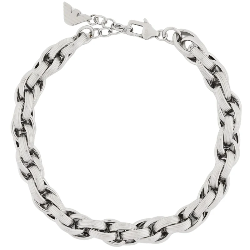 Emporio Armani Iconic Trend Silver Steel Mens Chain Bracelet EGS3377040