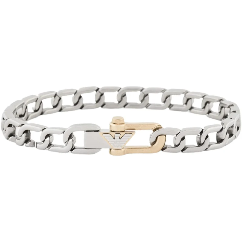 Emporio Armani Eagle Logo Silver Steel Mens Chain Bracelet EGS3370040