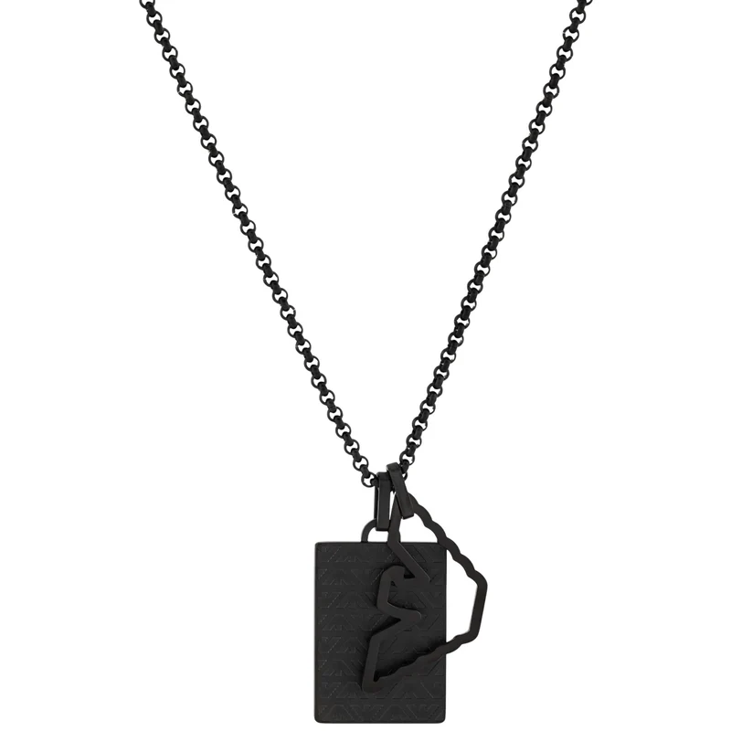 Emporio Armani Eagle Logo Black Steel Dog Tag Mens Necklace EGS3384001