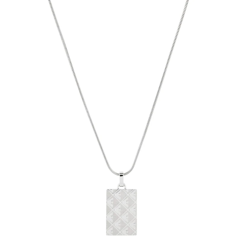 Emporio Armani Eagle Logo Silver Steel Dog Tag Mens Necklace EGS3362040
