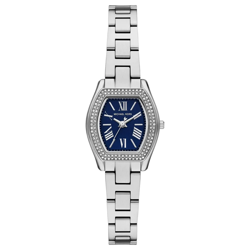 Michael Kors Petite Chelsea Pavé 25mm Blue Dial Steel Ladies Quartz Watch MK7621