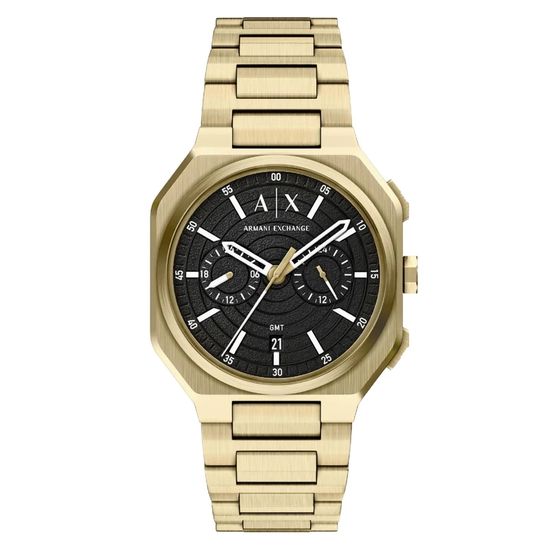 Armani Exchange Bass 40mm Dual-Time Black Dial Steel Mens Quartz Watch AX1476