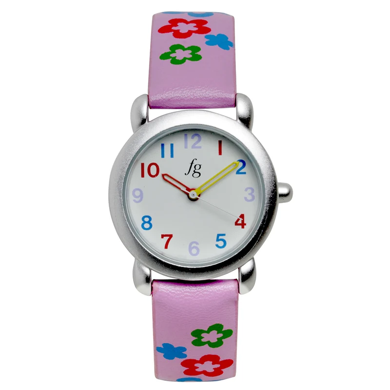 Reloj Junior Casual Flowers con Correa Cuero Sintético Lila