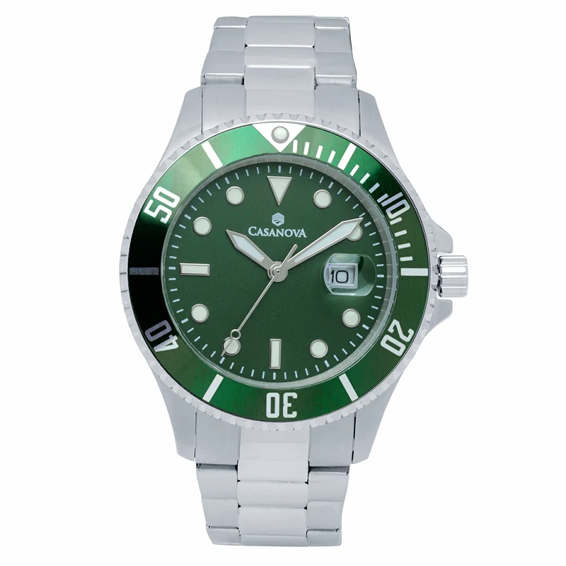 Reloj Casanova Classic de Acero con Correa de Piel Verde