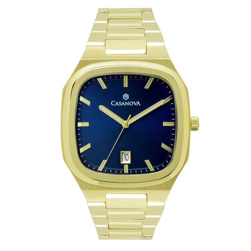 Reloj Casanova Classic Acero Dorado con Esfera Azul