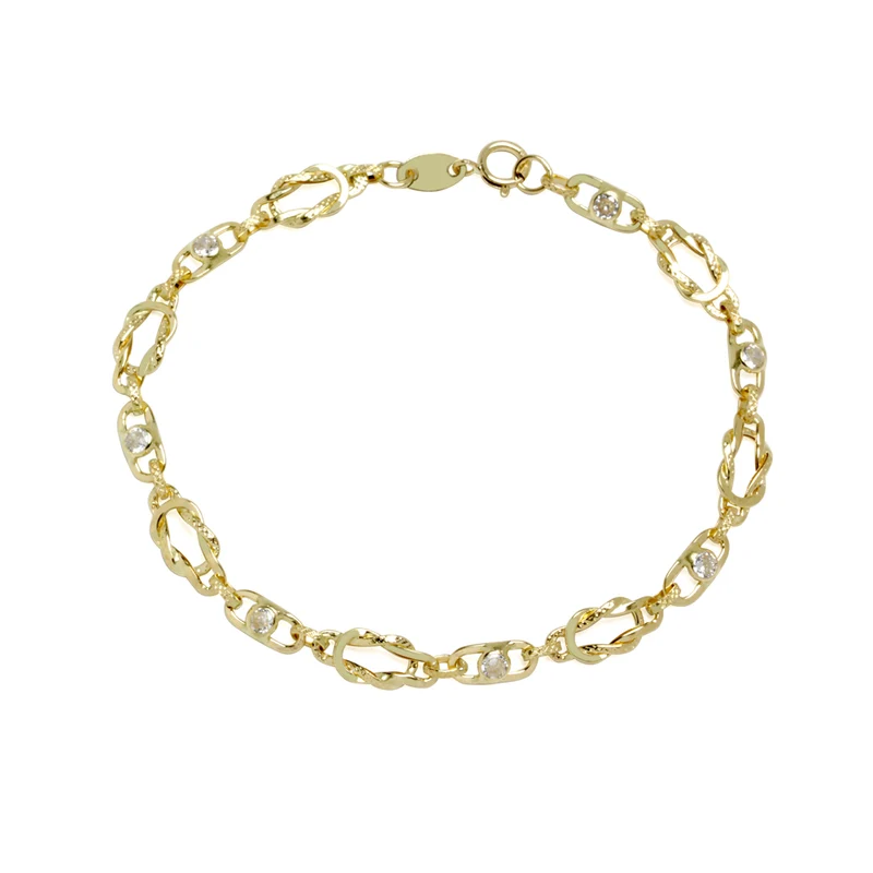 Pulsera de Eslabones Paula de Oro 18K con Circonitas
