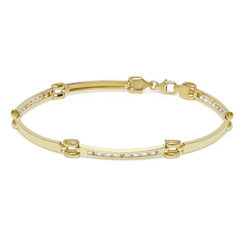 Pulsera Semirígida Ainoa de Oro de 9 Quilates con Circonitas