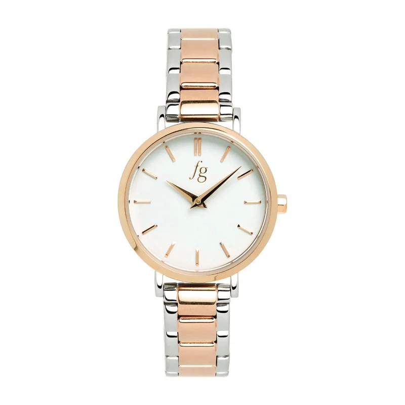 Reloj FG Luxe con Correa de Acero en Plateado y Rosé