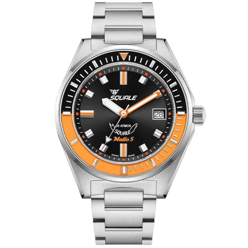 Squale Matic S 39.5mm Black Dial Steel Mens Automatic Watch MATICBKOBK.SSBX